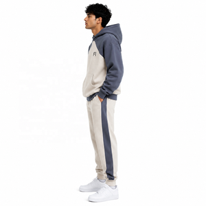 Conjunto Deportivo de Dos Piezas de Primera Calidad para Invierno, Estilo Urbano, Paneles en Contraste, 100% Algodón, Sudadera con Capucha y Pantalones Jogger, Unisex, Corte Ajustado Informal - Product Image 4