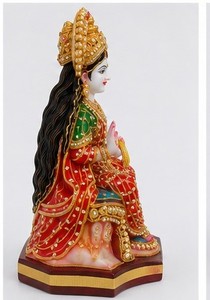 Handcrafted White Marble Swaminarayan Murti Carved Hindu Goddess Sculpture for Home Temple Decor - Product Image 2