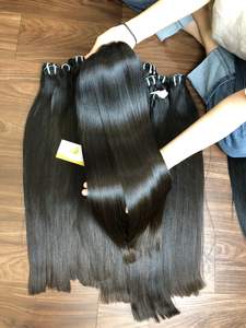 Venta al por mayor Super doble Remy Virgen extensiones de cabello humano trama de la piel de Vietnam precio barato Paquete de pelo peluca y Frontal - Product Image 6