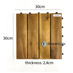 Dalles de terrasse en bois d'acacia pour intérieur et extérieur, planches de bois à emboîtement - Product Image 1