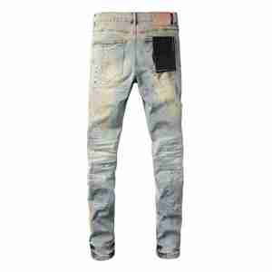 Nuevos Jeans Slim Fit para Hombre 2026, Pantalones Skinny con Estampado Desgastado, Cintura Media, Estilo Urbano, con Efecto de Reparación de Pintura y Suavizante - Product Image 3