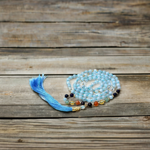 สร้อยคอลูกประคำลูกปัดมาลามาลาสำหรับภาวนาธิเบต7ชิ้นทำด้วยมืออความารีนเครื่องประดับอัญมณีแฟชั่นยอดนิยม - Product Image 4