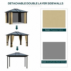 Gazebo di Lusso 3,6x3m con Tetto Rigido e Design Elegante, Tenda da Esterno per Patio con Tende per Giardino - Product Image 5