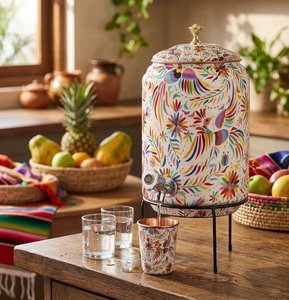 Elegant Cold Copper Cooler with Enamel Print Eco-Friendly Purified <b>Drinking</b> <b>Water</b> Dispenser for Home Hotel Outdoor Use - Product Image 1