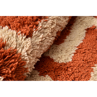 Tapis en laine tufté à la main sur mesure, motif chevron, shaggy, couleur terre cuite, orange, beige, pour salon, chambre, hôtel