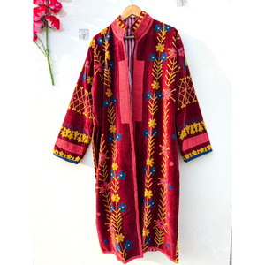 Robe kimono longue brodée Suzani |   Robe en coton bohème en gros - Product Image 1