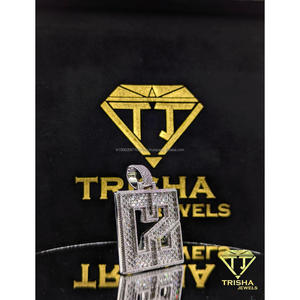 Pendentif personnalisé Hip Hop Iced Out Alphabet « C2 » en argent sterling 925 avec diamant Moissanite VVS, breloque carrée, bijoux par Trisha Jewels - Product Image 2