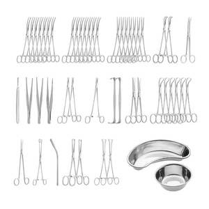 ชุดเครื่องมือผ่าตัดสำหรับการผ่าตัดเล็กน้อย พร้อมคีมจับมอสกีโต้ กรรไกรมายอ คีมตัดไอริส ชุดเข็มจับ - Product Image 1