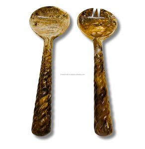 Customized Size & Color Resin Wooden Metallic <b>Salad</b> <b>Servers</b> 2 Piece Set High Quality Handmade Products Made in India - Product Image 1