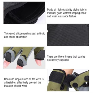 Leather Fingerless Fishing <b>Gloves</b> Non-Slip Hook Loop Closure Sun Protection Touchscreen Compatible All Seasons Outdoor Use for - Product Image 6