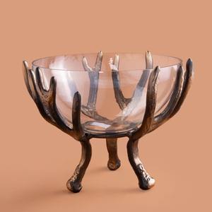 Bol en métal de luxe moderne avec base en bois de cerf, résistant à la chaleur, compatible lave-vaisselle, pour décoration de fête et présentation à domicile - Product Image 2