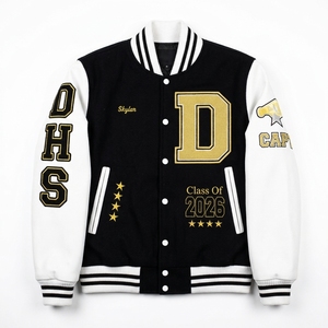 Chaqueta Varsity de Lana Premium con Mangas de Cuero Sintético, Chaquetas Bordadas de Equipos Universitarios de Béisbol - Product Image 4