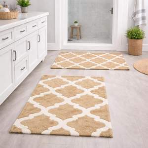 Alfombra de Baño a Rayas 100% Algodón, Suave, Absorbente, Antideslizante, Personalizable, Calidad de Hotel - Product Image 1