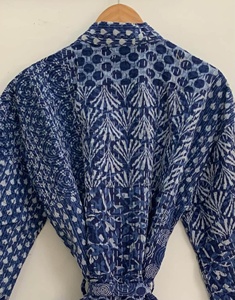 Kimono en coton indien imprimé floral, tunique, manteau d'hiver, peignoir sexy, robe de plage, veste streetwear, style streetwear - Product Image 2