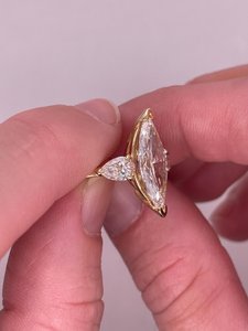 Lab Grown 2.01 CT Marquise Cut Diamond Three Stone <b>Ring</b> in 14k Solid Gold Solitaire Fine Gift For Women's Wedding Promise Charm - Product Image 4