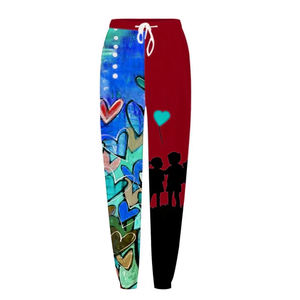 Pantalones Deportivos de Mujer con Estampado de Corazones Coloridos, Cintura con Cordón Ajustable, Pantalones Casuales de Punto con Spandex, Estilo Primavera, Corte Ajustado y Largo Completo - Product Image 2