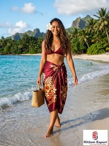 Pareo Hawaiano Personalizado con Diseño de Puntos, Sarong de Rayón Suave con Estampado Floral, Ropa de Playa Tropical, Fabricante y Proveedor OEM ODM - Product Image 4