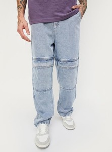 Jean en denim décontracté et tendance pour le quotidien, bleu, noir, moderne, coupe ample, jambe large, écologique, résistant à la décoloration, taille mi-haute, déchiré - Product Image 1