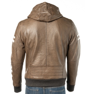 <b>Men's</b> Custom <b>Leather</b> Bomber <b>Jacket</b> V-Neck Zipper Closure Woolen Silk Shell Casual Outerwear Winter Soft Breathable OEM Service - Product Image 5