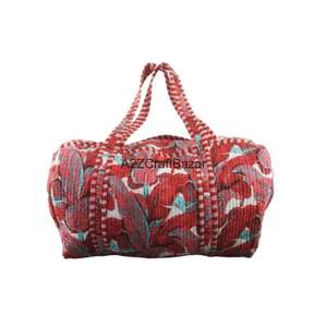 Elegante Bolsa de Viaje Ecológica de Fin de Semana, Lona de Algodón Suave con Estampado a Mano, Cierre de Cremallera, para Todos los Viajeros - Product Image 1