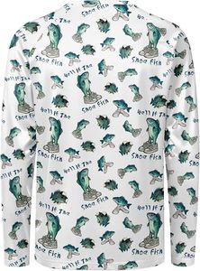 เสื้อแรชการ์ดแขนยาวแบบยูนิเซ็กซ์ สีขาว ลายปลา แห้งเร็ว ระบายอากาศได้ดี เป็นมิตรกับสิ่งแวดล้อม ผลิตจากผ้าฝ้าย/โพลีเอสเตอร์ สำหรับผู้ใหญ่ ป้องกันแสงแดด UPF 50+ - Product Image 2