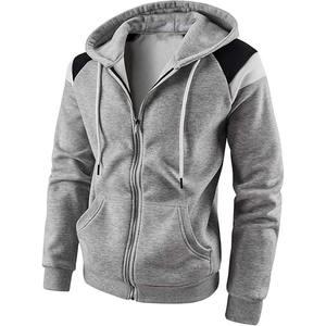 Sweat-shirt à capuche zippé gris pour homme, style décontracté, streetwear moderne - Product Image 1