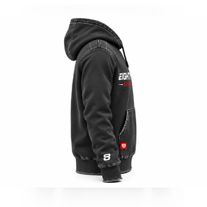 Felpa con Cappuccio Nera Vintage Premium Lavata, Personalizzabile con Logo, Oversize Stile Streetwear con Finitura Effetto Usurato - Product Image 4