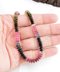 Collar de turmalina natural multicolor con cuentas lisas, piedra preciosa para la elaboración de joyería fina. - Product Image 5