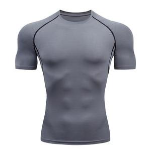 T-shirt sportif pour homme, bleu marine, col rond, manches courtes, séchage rapide, respirant, coupe classique, tricoté 100% coton, couleur unie, 320g - Product Image 2
