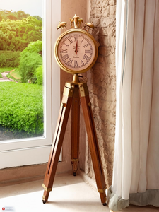 Horloge de sol nautique sur trépied, style grand-père, en bois, antique, marine, décorative, pour salon - Product Image 1