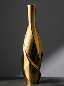 Florero Moderno de Metal Dorado, Centro de Mesa en Espiral, Recipiente Decorativo de Lujo para Decoración del Hogar y Hoteles, Venta al Por Mayor - Product Image 2