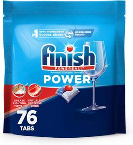 Pastilles lave-vaisselle Finish Power, détergent sans pré-rinçage pour un nettoyage en profondeur et une brillance éclatante avec puissance dégraissante, 76 unités - Product Image 1