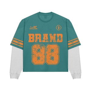 <b>Women</b> Double Layer <b>Mesh</b> Shirt Polyester Breathable Contrast Sleeve Panels Custom Sublimation Logo TShirt Double Layer Shirts - Product Image 4