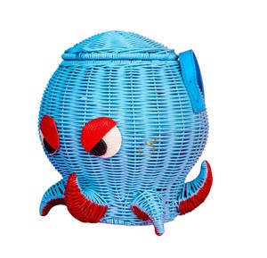 Panier de rangement écologique en rotin en forme de pieuvre, sac bandoulière en osier tressé à la main en forme d'animal marin amusant, organisateur de bureau - Product Image 3