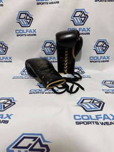 Leather Professional MMA Boxing Gloves 10oz Custom <b>Name</b> Logo Print Training Lace-Up Gloves - Product Image 4
