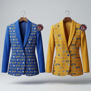 Sigma Gamma Rho การออกแบบล่าสุดแฟชั่นสุภาพสตรีเสื้อเบลเซอร์ที่กําหนดเองพิมพ์ผ้าฝ้ายโพลีเอสเตอร์ผู้หญิงเสื้อเบลเซอร์ - Product Image 4