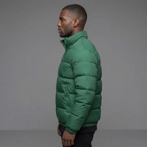 High Quality Green Canvas Puffer Jacket Low Price Casual Street Wear Zip-Up <b>Waterproof</b> Stand Collar Hooded Winter <b>Padded</b> <b>Coat</b> - Product Image 6