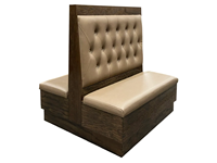 Banc de restaurant double commercial rembourré en vinyle avec base en bois |   Banquette rembourrée sur mesure pour café et hôtel