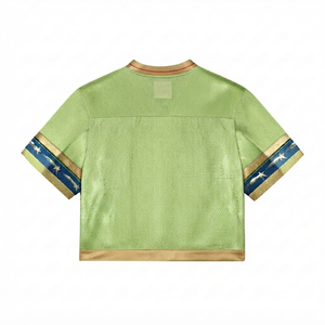 Custom Light Green <b>Mesh</b> Women's Sleeveless Crew Neck Football Jersey Heat-Transfer Printing Quick Dry 100% Polyester Custom Team - Product Image 2