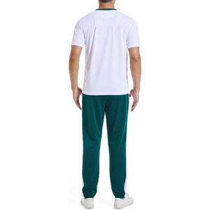 Prix de gros OEM Ensemble de survêtement pour homme en polyester extensible, colorblock à double rayure, avec t-shirt à manches courtes et pantalon de jogging - Product Image 5