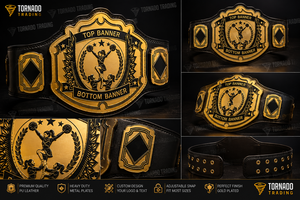 Ceinture de championnat de cheerleading personnalisée avec logo d'équipe, trophée de vainqueur en or avec sangle en cuir authentique - Product Image 6