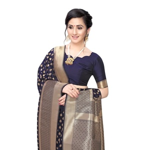 Sari de Seda Pura Raj Gharana con Tejido de Hilo Dorado - Product Image 6