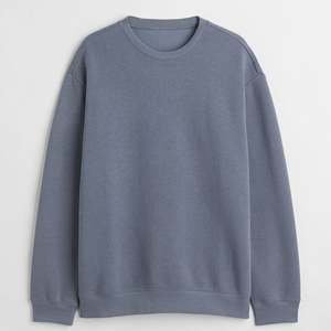 Sweat-shirt à col rond bleu pour homme, coupe ample, en coton tricoté, pull décontracté uni à manches longues, vêtement d'automne - Product Image 3