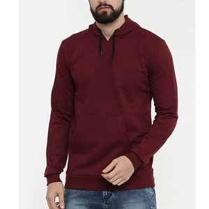 Sweat-shirt à capuche en molleton uni respirant pour homme, coupe classique, manches longues, décontracté, tricoté, avec poche avant, pour l'hiver - Product Image 4