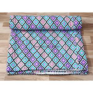 Colchas Kantha Modernas y Elegantes de Estilo Vintage, Patchwork Étnico Tradicional, 100% Algodón Ecológico, Hechas a Mano, Estampadas, para Cama, Hogar y Hotel - Product Image 1