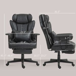 Sedia da Ufficio Direzionale Grande e Alta con Poggiapiedi, Capacità 175 kg, Supporto Lombare, Funzione Reclinabile, Nera, Certificata BIFMA, Girevole in PU - Product Image 3