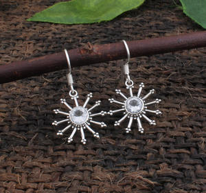 Boucles d'oreilles en topaze bleue naturelle de Londres, argent sterling 925, pierres précieuses facettées, pendantes, élégantes, cadeau d'anniversaire pour femmes - Product Image 4