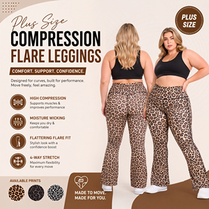 Leggings Estampados Personalizados OEM de Tallas Grandes para Mujer, Pantalones de Yoga con Corte Acampanado, Cintura Alta, Pantalones de Compresión para Gimnasio y Entrenamiento - Product Image 1