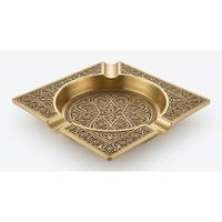 Cendrier à cigares en laiton avec motifs gravés complexes, cendrier carré en métal de qualité supérieure pour la maison, le bureau et la décoration de bar d'hôtel