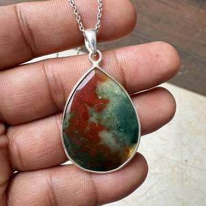 Colgante de piedra de sangre con corte rosa, plata de ley 925, collar de piedras preciosas hecho a mano, joyería minimalista y delicada, regalo para ella - Product Image 2